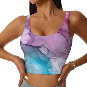 Abstracte Marmeren Print Comfortabele Vrouwen Sport Vest Yoga Workout Vest Voor Vrouwen Lichtgewicht Zomer, Zwart, S