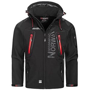 Geografisch Noorwegen TECHNO MEN - Waterdichte Softshell Jacket voor heren - Ademende mantel voor buiten - Tactische Winter Winddichte Jas - Ideale Buitenactiviteiten (ZWART L)