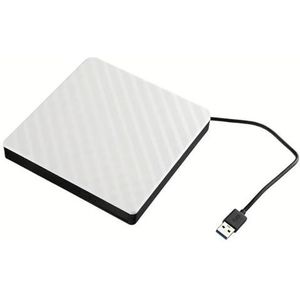 Zwart-wit ultradunne externe DVD RW CD-schrijver, brander, lezer, draagbare stereo textuur laptop DVD-brander USB3.0