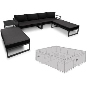 Moderne tuinloungeset met kussens antraciet en beschermhoes