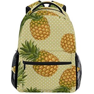 Jeansame Rugzak School Tas Laptop Reistassen voor Kids Jongens Meisjes Vrouwen Mannen Vintage Polka Dots Tropische Ananas