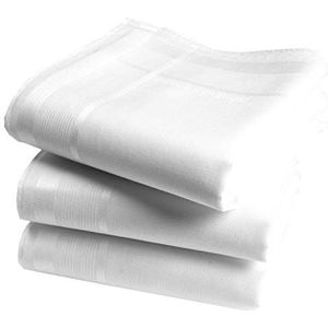 Hoogwaardige witte rollende zakdoeken – 100% katoen – afmetingen 45 cm x 45 cm – 3-delige set – model ALBIN, Wit, 45 cm