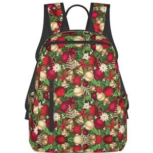 OdDdot Turquoise Goud Marmer Print Laptop Rugzak Casual Boekentas Reizen Dagrugzak College Tas Voor Mannen Vrouwen, Boom Sparren Bladeren Ballen Bloemen Bessen, Eén maat