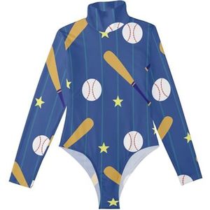 LI ZHI XIN Rompertjes met lange mouwen en lange mouwen voor dames, eendelige jumpsuit met rolkraag, turnpakje, top voor meisjes, dans, workout, fitness, bodysuit, honkbalster, patroon, Meerkleurig, S