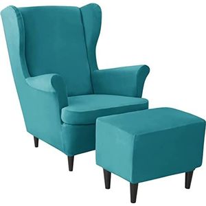 Wing Back Chair And Ottoman Slip Cover Set 2 Stuks Wingback Chair Slipcover en en 1 Stuk Rectangle Storage Stool Cover Verwijderbare Fauteuil Sofa Covers voor Woonkamer Slaapkamer (Color : #9)