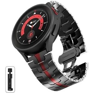 Titanium kleur band geschikt for Samsung Galaxy Watch6 Classic 43 mm 47 mm 5/4 40 44 mm geschikt for Huawei horloge 4Pro GT3 46 mm roestvrijstalen band(Color:Black red,Size:For Huawei GT3Pro 43)