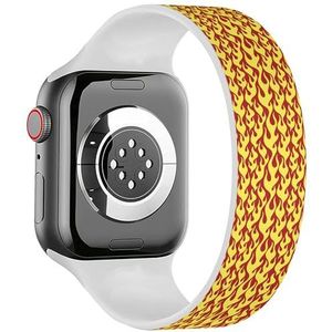 Solo Loop band compatibel met alle series Apple Watch 38/40/41mm (geel vuur vlammen op rood) rekbare siliconen band band accessoire, Siliconen, Geen edelsteen
