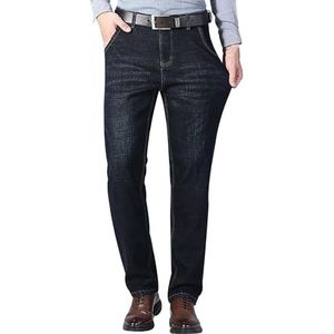 Herenjeans, Rechte Snit, Gevoerd, Fleece, Dikke Thermobroek Van Katoen, Thermojeans, Elastische Tailleband, Winterbroek Met Fleecevoering, Wintergevoerd Warm, Maten S-7XL(Dark blue,7XL)