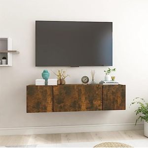 AJJHUUKI Entertainmentcentra & TV-standaards Hangende tv-kasten 2 stuks Gerookt Eiken 60x30x30 cm Meubels