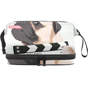 Multifunctionele opslag reizen cosmetische tas met handvat, grote capaciteit reizen cosmetische tas, mopshond Ik leid mijn eigen leven, Meerkleurig, 27x15x14 cm/10.6x5.9x5.5 in