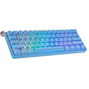 Geeky GK61 SE 60% | Mechanisch Gaming Toetsenbord | 61 Toetsen Multi Kleur RGB LED Achtergrondverlichting voor PC/Mac Gamer | ANSI US Amerikaanse Indeling (Blauw, Mechanical Black)