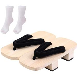 Japanse Houten Klompen Japanse Stijl Japan Schoenen Geta voor Dagelijks Strand Reizen 40 Zwart Maat 40, Wit Maat 42, Medium