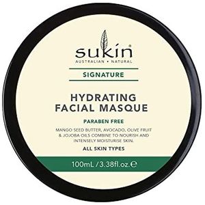 Sukin Signature Vochtinbrengend gezichtsmasker, 100 ml, verzorgt de huid en hydrateert intensief, met mango-extract, avocado-olie en olijfolie, voor gezicht en hals, veganistisch