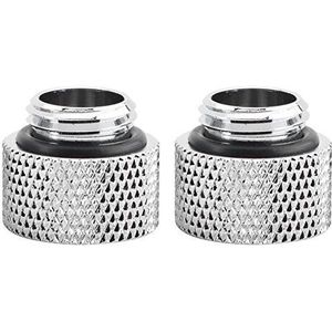 Richer-R 2 stuks waterkoeling G1 / 4 schroeven, koperen schroefdraad G1 / 4 mannelijk naar vrouwelijk extender fitting adapter schroevenzit set van 2 stuks voor computerwaterkoeling, zilverkleurig, 10 mm.