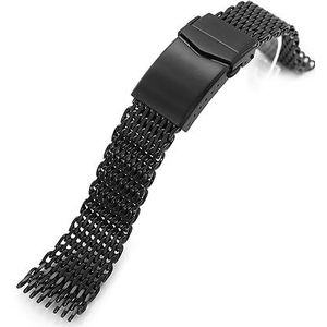 NASUNJIA Roestvrij Stalen Horloge Band Effen Dubbele Gesp Klok Horlogeband Horloges Accessoires Luxe Milanese Lus Mesh Band 18 20 22mm(Black,22MM_XXL)