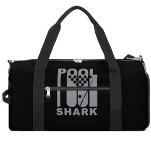 Pool Shark Travel Gym Bag met schoenen compartiment en natte zak, grappige draagtas, plunjezak voor sport, zwemmen, yoga
