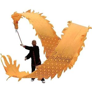 Danslinten, Dancer China Zijde 3D Kleurrijke Dragon Dance Ribbon (Hot Stamping Yellow Dragon Model) for Fitness Jongleren Gooien (Grootte: 12M/39ft) (Color : One Color, Size : 6m/20ft)