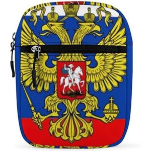 Russische Eagle Vlag Mini Crossbody Tas Unisex Anti-Diefstal Side Schoudertassen Reizen Kleine Messenger Bag