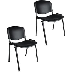 Büro & More 2-delige set bezoekersstoelen, stapelbare conferentiestoel, met zitting en rugleuning van kunststof, zwart