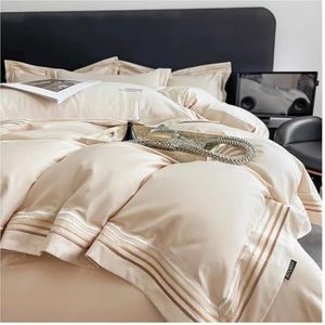 Luxe beddengoedset van katoen met lange vezels, queensize, effen kleur, dekbedovertrek, hoeslaken, kussensloop, beddengoed(F,King Size 4pcs)