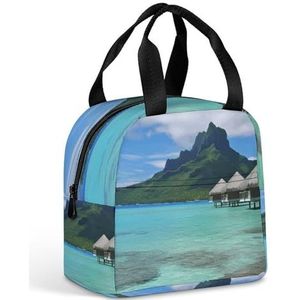 WYUSPGK Maaltijdzak, Tahiti Beach1 Print Geïsoleerde Lunch Tas Draagbare Lunch Tote Thermische Lunch Tas Praktische Maaltijdzak Thermische Isolatie Tas