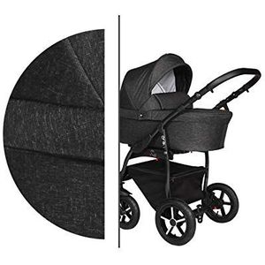 Reissysteem 3in1 Isofix Buggy Pram Carrycot Pushchair Q9 door ChillyKids 2in1 without baby seat Coal Black Q9/176B