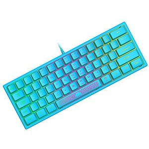 Mini 60% Gaming Keyboard, Wired Membraan Game Toetsenbord met Compact 62-Toetsen, Stille Semi-mechanisch Keycaps, Optisch Chroma RGB-Verlichting, Ultra-light, UK Layout, PC Laptop Computer Mac-Blauw