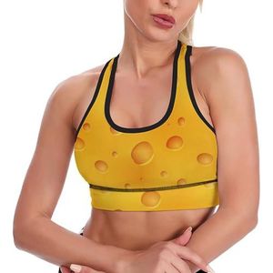 Heldere smakelijke gele kaas vrouwen tank top sport beha yoga workout vest atletische bh's
