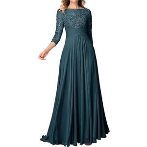 SAYNO Kant Applique Moeder van de Bruid Jurk voor Bruiloft Prom Jurken Plooien Cocktail Jurken Plus Size, Turkoois, 32