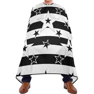 Kappersjurk Amerikaanse vlag sterren VS witte en zwarte strepen sterren op witte kappersschort cape unisex salonjurken vlekbestendige kappersjurk voor kapper snijden familie