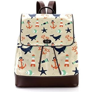 Gepersonaliseerde casual dagrugzak tas voor tiener schattige zeeman met walvis schooltassen boekentassen, Meerkleurig, 27x12.3x32cm, Rugzak Rugzakken