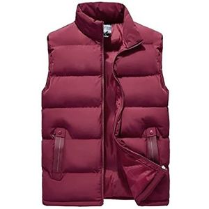 Mouwloze Jas Mouwloos Warmer Gilet Thermisch Vest Voor Heren Donsvest Wintergilet Gewatteerd Mouwloze Jassen(Rot,6XL)