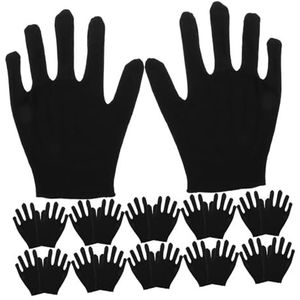 Beaupretty katoenen handschoenen voor droge handen en spa-lotionhandschoenen, katoen-eczeem-handschoenen voor het slapen, sieradeninspectie, make-up, 12 paar L. zwart