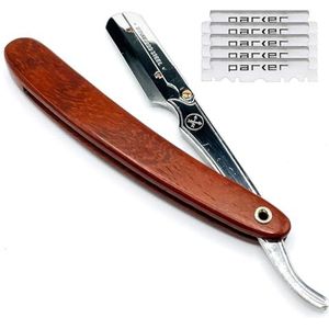 Parker Safety Razor Rosewod Wooden Handle Professional Barber Razor & 5 Blades - New for 2019 Rosewood
