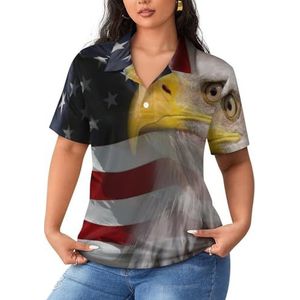 American Bald Eagle USA vlag dames poloshirts met korte mouwen casual T-shirts met kraag golfshirts sport blouses tops S