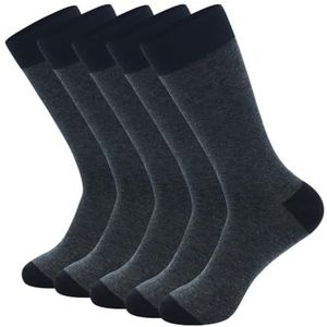 YIJIANUO 5 Pairs Grote Maat Mode Business Mannen Jurk Sokken Streep Zwart Grijs Pure Mannen Katoenen Sokken Maat EU41-48, 5 paar-NH005, EU41-48