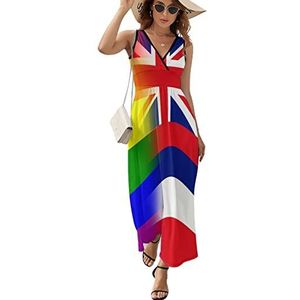LGBT Pride Hawaii State Flag dames lange jurk mouwloze maxi-jurk zonnejurk strand feestjurken avondjurk 2XL