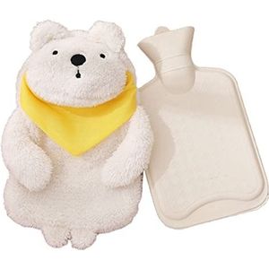 Mini warm water bottlehot, warmwaterkruik schattige dierlijke vorm rubber warmwaterwarmer tas winter warm pluche stof waterinjectie warmwaterkruik (maat : blauw) (maat: witte beer)