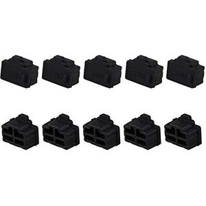 Futheda 10 Stks Siliconen Ethernet Hub poort RJ45 Anti Stof Cover Cap Protector Connector Plug Compatibel met Computer TV Router Zwart