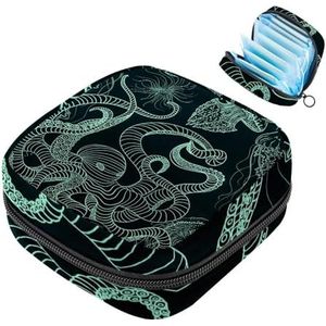 MUOOUM Zeegroen Octopus Patroon Maandverband Opbergtas Menstruatie Pad Tas Draagbare Menstruatie Cup Pouch met Rits voor Tiener Meisjes Vrouwen Dames