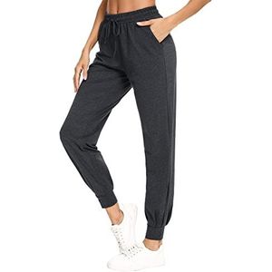 NC Joggingbroek voor dames, sportbroek, lange vrijetijdsbroek, katoen, sweatbroek, yogabroek, harembroek met elastische band, sportbroek voor dames, donkergrijs, XXL