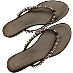 Antislipslippers strandslippers, verhoogde dikke onderkant, slippers dames buiten, EVA buitenkant antislip zacht (Color : Black, Size : 40)