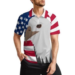 Eagle on The American Flag Heren Golf Polo Shirts Klassieke Fit Korte Mouw T-Shirt Gedrukt Casual Sportkleding Top 3XL