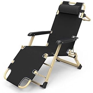 GEIRONV Zero Gravity-fauteuils,voor Patio Terrasplanken Tuinen Ligstoel voor Buiten Draagbaar Opvouwbaar Lunchpauze Ligstoel 1 Stuk Fauteuils (Color : Black, Size : 52x97x95cm)