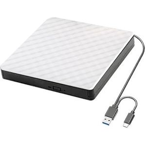 Externe Blu-ray-drive - USB 3.0 - Type C - Slank - Beschermbare CD-RW-drive - DVD-ROM-branderspeler - Wit