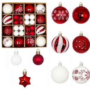 60cm buiten kerst opblaasbare versierde bal PVC gigantische grote grote ballen kerstboomversiering speelgoedbal zonder licht-rood-wit-60cm