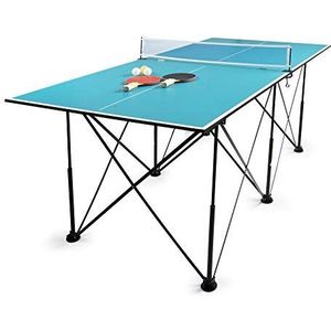 Leomark Tafeltennis inklapbaar - blauwe tafeltennistafel - tafeltennis draagbaar, net, ballen, batjes, outdoor voor binnen en buiten metaal, compacte tafel tennis, hoogte: 76 cm