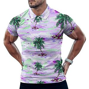 Mooie Palmbomen Casual Poloshirts Voor Mannen Slim Fit Korte Mouw T-shirt Sneldrogende Golf Tops Tees XL