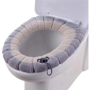 Toiletbrilkussens, Winter toiletbrilhoes kussen veelkleurig(Grey)