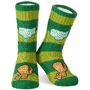 Marvel Superhelden knuffelsokken voor heren, met ABS-stoppernoppen en sherpa fleecevoering, groen, Eén maat